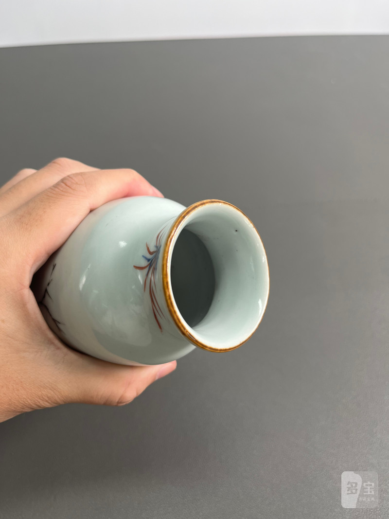 清顺治  青花五彩花鸟纹筒瓶 - 图11